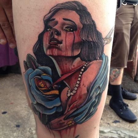 Gary Dunn - color tattoo with rose tattoo by Gary Dunn Art Junkies Tattoos